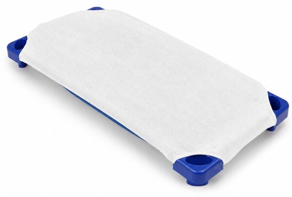 Protectie impermeabila pentru pat gradinita stivuibil Kidizi – frotir absorbant, impermeabila, cu elastic pentru pat 133x58 cm