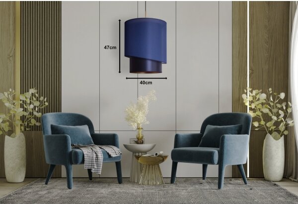 Duolla - Lustră pe cablu PARIS 1xE27/15W/230V d. 40 cm albastră/aurie