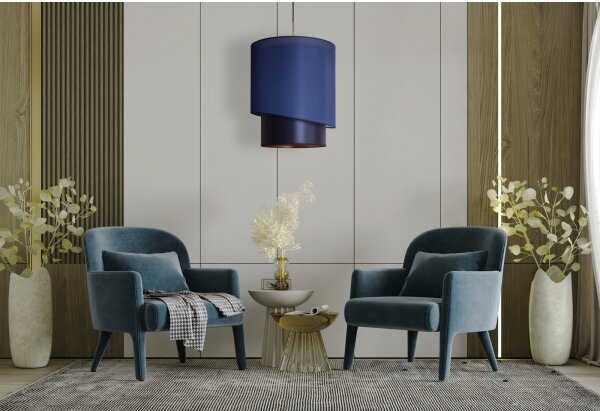 Duolla - Lustră pe cablu PARIS 1xE27/15W/230V d. 40 cm albastră/aurie