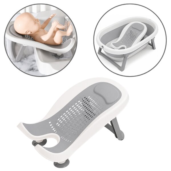 Suport baie bebe Kidizi EasyRinse 2 in 1 Grey – pentru spalarea bebelusului in chiuveta dupa schimbarea scutecului sau in cadita