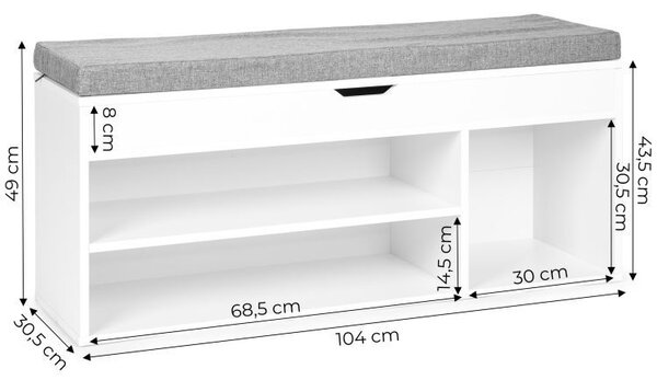Dulap modern pentru pantofi cu scaun confortabil și 3 rafturi