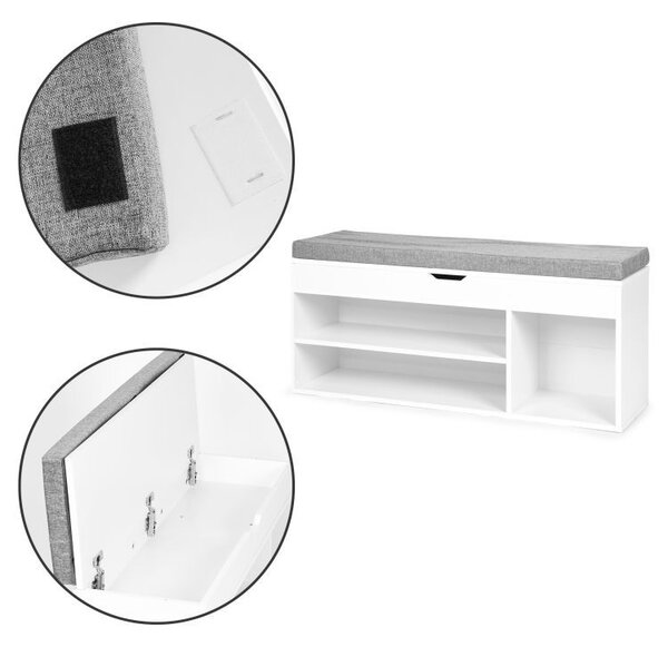 Dulap modern pentru pantofi cu scaun confortabil și 3 rafturi