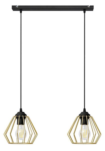 Lustră pe cablu AGAT 2xE27/15W/230V auriu/negru