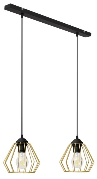 Lustră pe cablu AGAT 2xE27/15W/230V auriu/negru