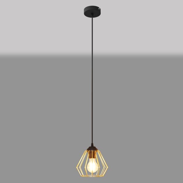 Lustră pe cablu AGAT 1xE27/15W/230V auriu/negru