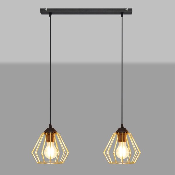 Lustră pe cablu AGAT 2xE27/15W/230V auriu/negru