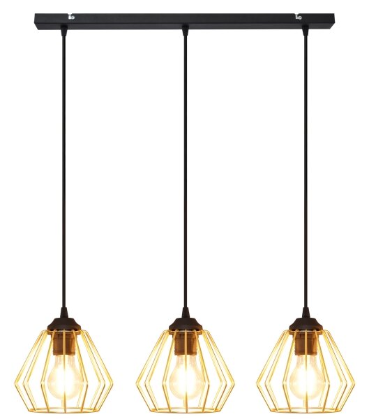 Lustră pe cablu AGAT 3xE27/15W/230V auriu/negru