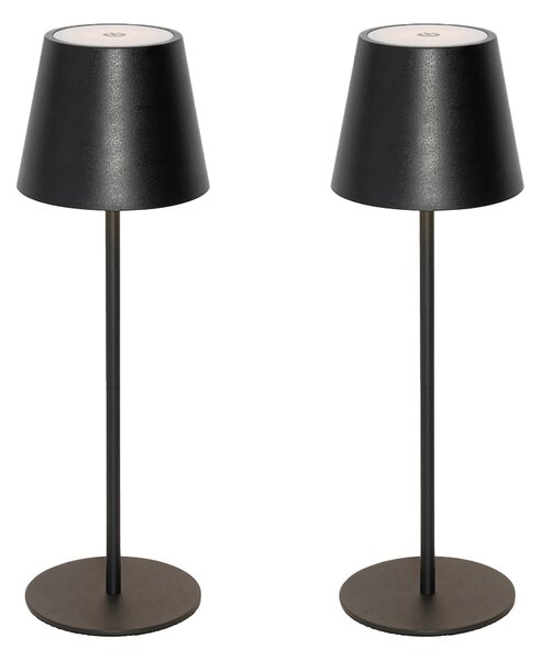 Set de 2 lămpi de masă negre cu dimmer și reîncărcabile - Murdock
