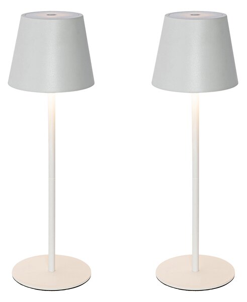 Set de 2 lămpi de masă albe cu dimmer și reîncărcabile - Murdock