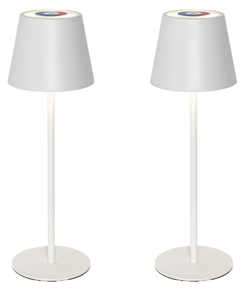 Set de 2 lămpi de masă albe cu dimmer și RGBW reîncărcabile - Murdock