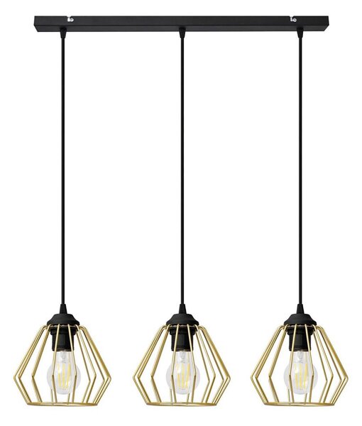 Lustră pe cablu AGAT 3xE27/15W/230V auriu/negru