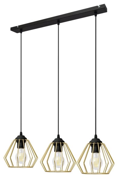 Lustră pe cablu AGAT 3xE27/15W/230V auriu/negru