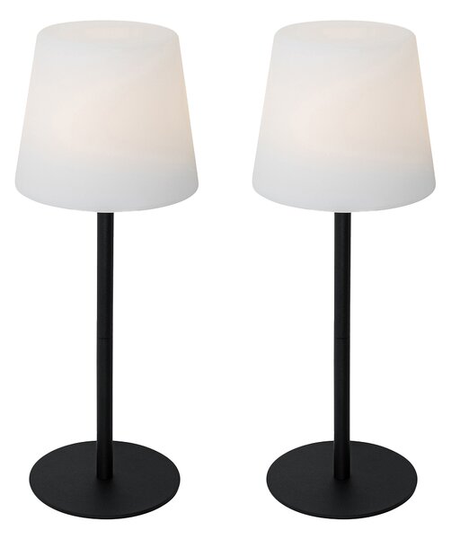 Set de 2 lămpi de masă negre reîncărcabile 40 cm IP54 - Jude
