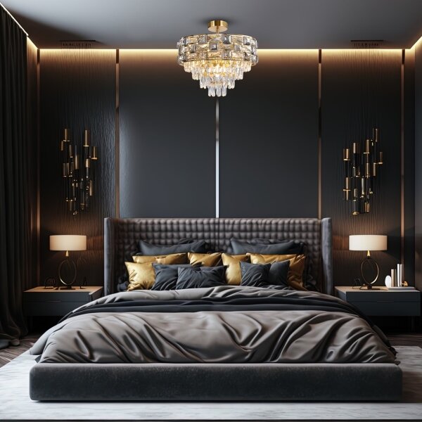 Lustră pe tijă LUXURIA 9xE14/40W/230V auriu