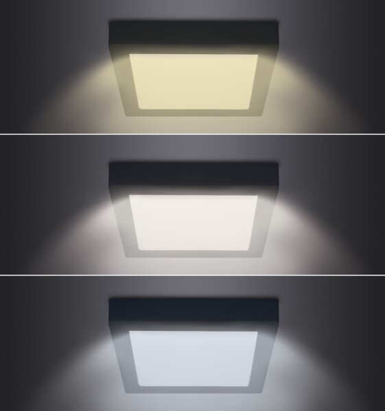 Plafonieră LED/24W/230V 3000/4000/6000K negru pătrat Solight WD175-B