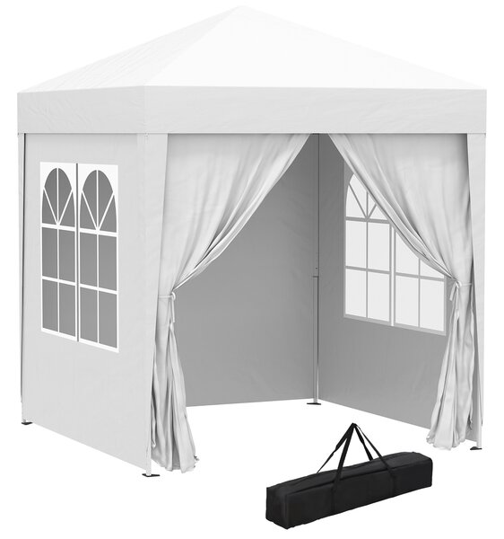 Outsunny Foisor Pliabil 2x2 m con 4 Pereti Detasabili, Foisor de Gradina cu Sac pentru Transport din Poliester si Otel, Alb | AOSOM RO