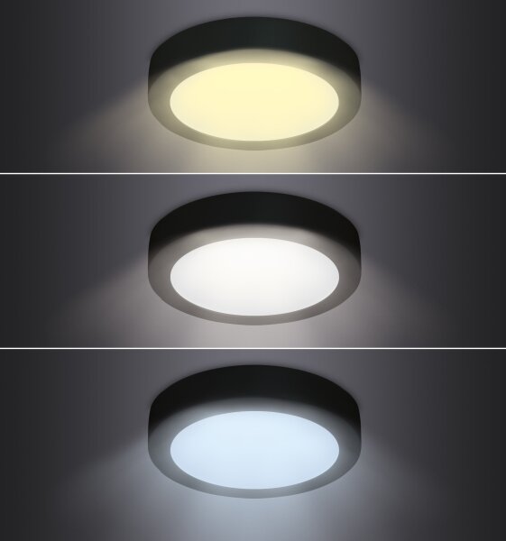 Plafonieră LED/24W/230V 3000/4000/6000K negru rotund Solight WD174-B