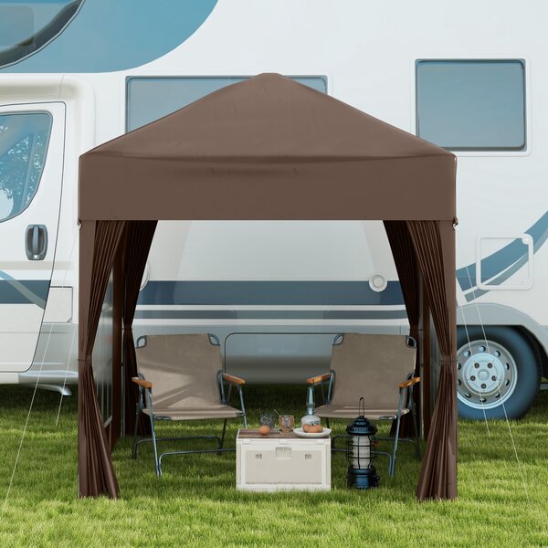 Outsunny Pavilion Pop-up Impermeabil cu 4 Pereți Detașabili și Geantă de Transport, 2x2x2.4 m, Maro | Aosom Romania