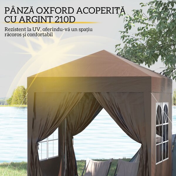 Outsunny Pavilion Pop-up Impermeabil cu 4 Pereți Detașabili și Geantă de Transport, 2x2x2.4 m, Maro | Aosom Romania