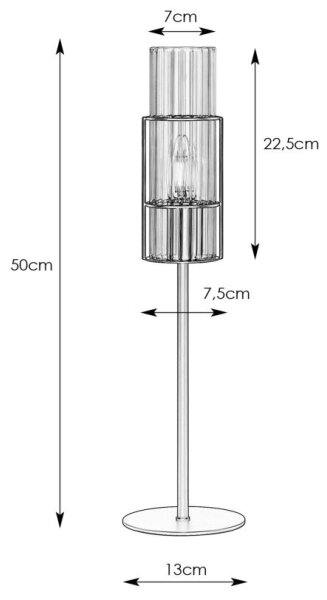 Lampă de masă TUBO 1xE14/40W/230V 50 cm crom lucios/transparent Markslöjd 108557