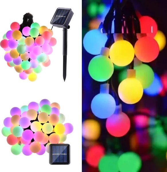 Set 2 x Instalatie solara 50 Globuri LED, Multicolor