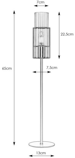 Lampă de masă TUBO 1xE14/40W/230V 65 cm negru/transparent Markslöjd 108556