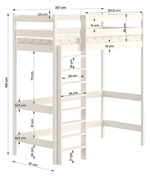 Pat pentru copii cu etaj Samio 90x200 - pin