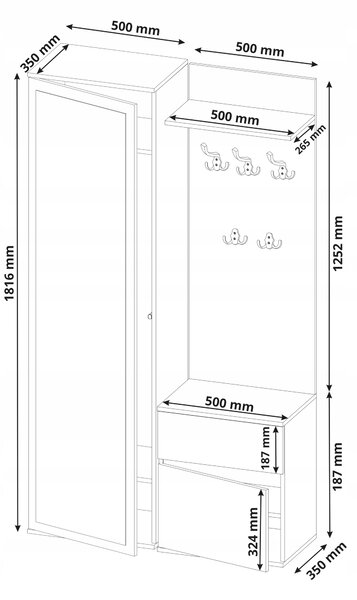 Set mobilier hol Viliana (antracit) (cu oglindă). Promo -14%. 1151902
