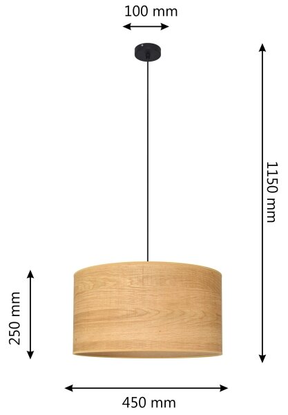 Lustră pe cablu ALBA 1xE27/15W/230V d. 45 cm maro/negru