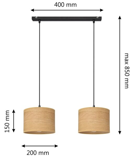 Lustră pe cablu ALBA 2xE27/15W/230V maro/negru