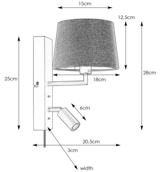 Markslöjd 108595 - Lampă de perete LED COMO cu USB, 1xE14/40W/230V + LED/3W, neagră