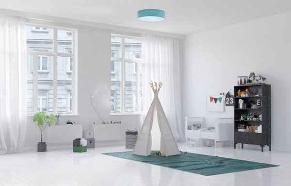 LED Plafonieră GALAXY KIDS 24W 230V turcoaz/alb cu steluțe