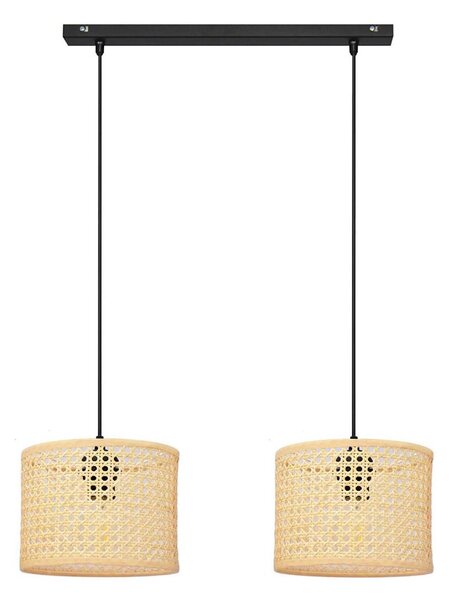Lustră pe cablu ALBA 2xE27/15W/230V ratan/negru