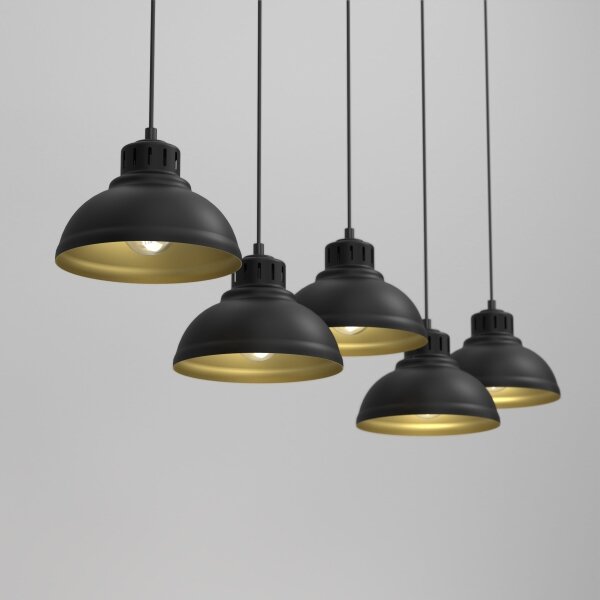 Lustră pe cablu SVEN 5xE27/15W/230V neagră/aurie