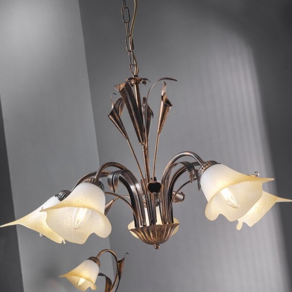 Lustră pe lanț LUCREZIA 5xE14/6W/230V bronz ONLI
