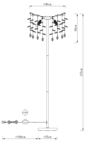 Globo 64138SG - Lampă de podea QUEENA 5xE14/40W/230V aurie