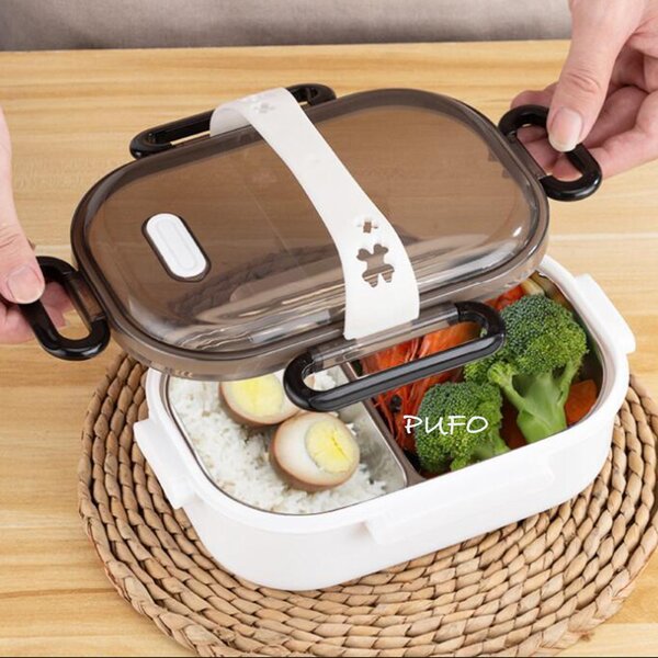 Caserola isotermica cu capac Pufo pentru pranz si mancare calda, interior inox, 900 ml