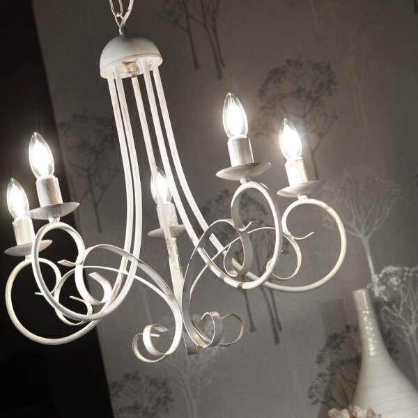 ONLI - Candelabru suspendat POMPEI, 5xE14/6W/230V, crem