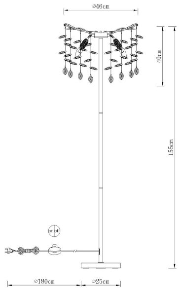 Globo 64138SS - Lampă de podea QUEENA 5xE14/40W/230V argintie