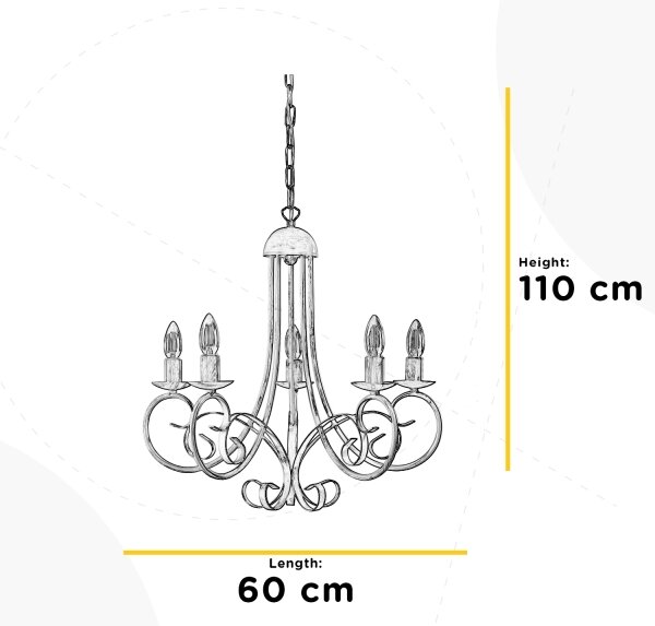 ONLI - Candelabru suspendat POMPEI, 5xE14/6W/230V, crem
