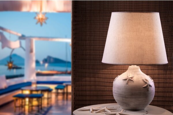 Lampă de masă MARINA 1xE27/22W/230V bej/alb 60 cm ONLI