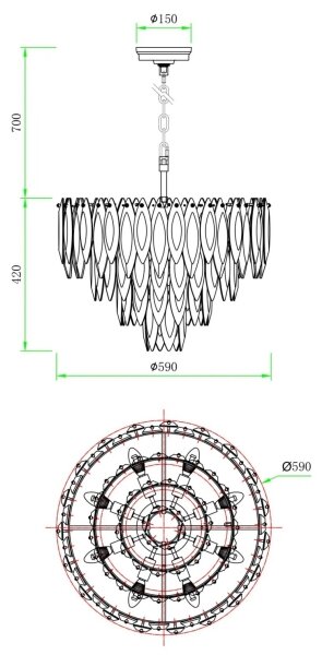 Globo 64136H - Candelabru suspendat pe cablu ELINORA 12xE14/40W/230V