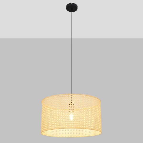 Lustră pe cablu ALBA 1xE27/15W/230V d. 45 cm ratan/negru