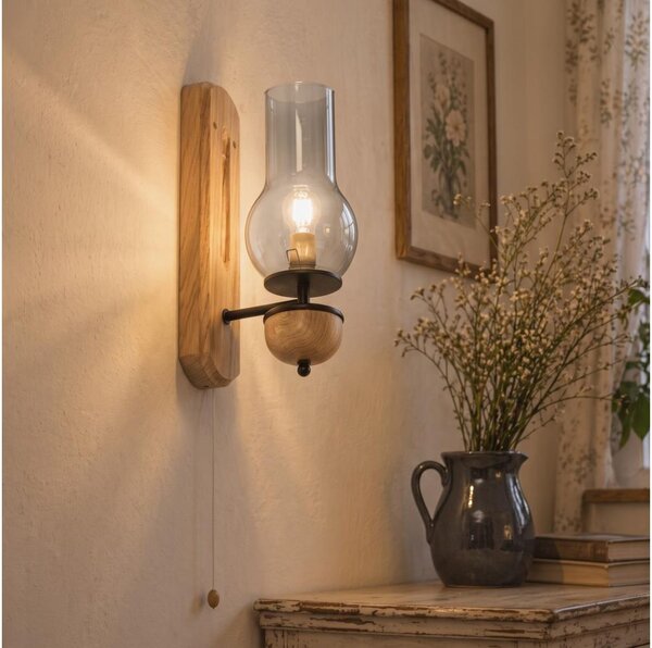 BRILAGI - Aplică de perete LED COTTAGE 1xE14/40W/230V stejar/gri fumuriu