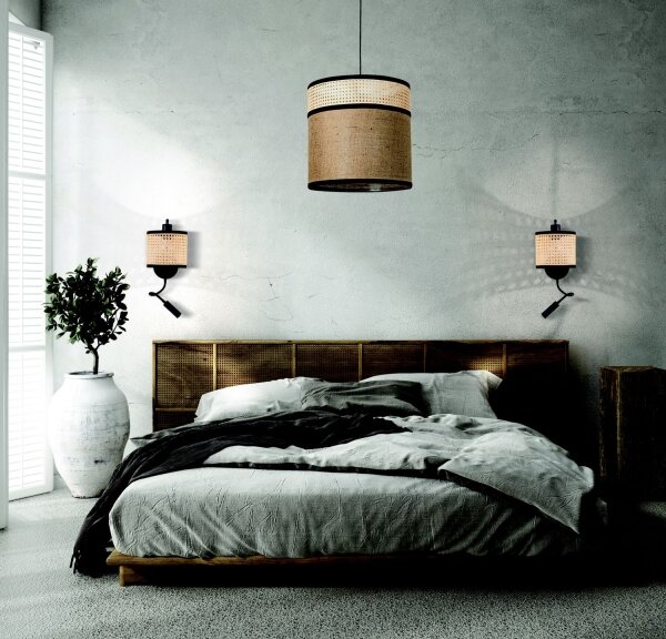 Lampă LED de perete Zambelis 20355 1xE27/40W + LED/3W/230V ratan