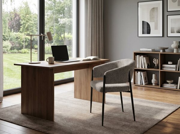 Scaun de dining AKITA cu picioare negre, gri