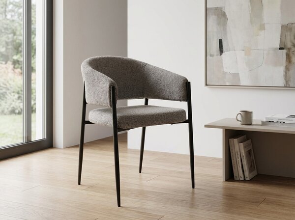 Scaun de dining AKITA cu picioare negre, gri