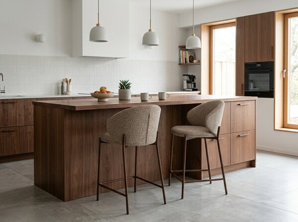 Scaun de bar KIOTO, nuc/bej