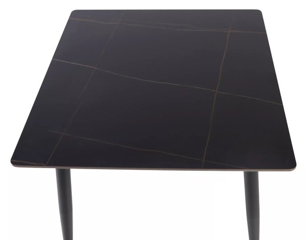 Masa de dining RION 130x70 cm cu blat ceramic, marmura neagra