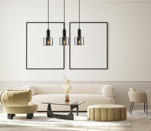 Lustră pe cablu SANTIA 3xE27/40W/230V negru ITALUX PND-65342-3-BK+SG
